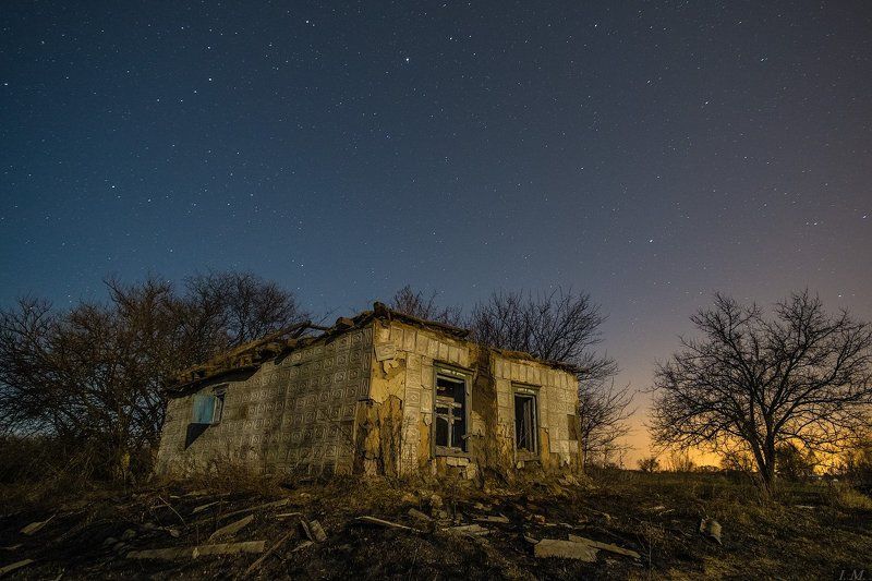 ночная съемка, звезды, небо, развалины, night sky,  stars abandoned and broken фото превью