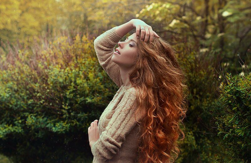 Beautiful, Emotion, Girl, Natural light, Nature, Portrait, Rain, Портрет Cloudyphoto preview