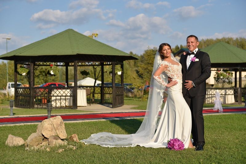 groom, bride, nature, arrangement, sky, clouds, married Wedding Dayphoto preview