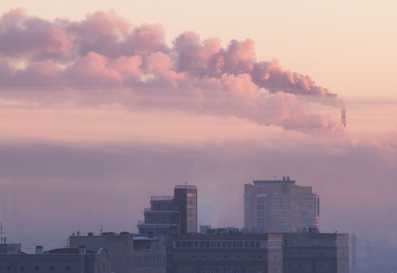 омск, мороз, зима, дым, завод, россия, город Корабльphoto preview