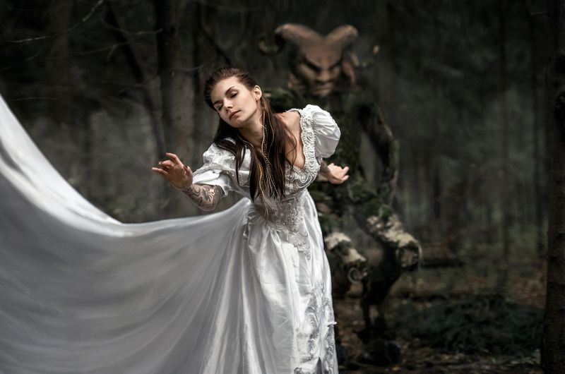 сказка, лес, девушка, мистика, арт, волосы, фавн, ужасы photo preview