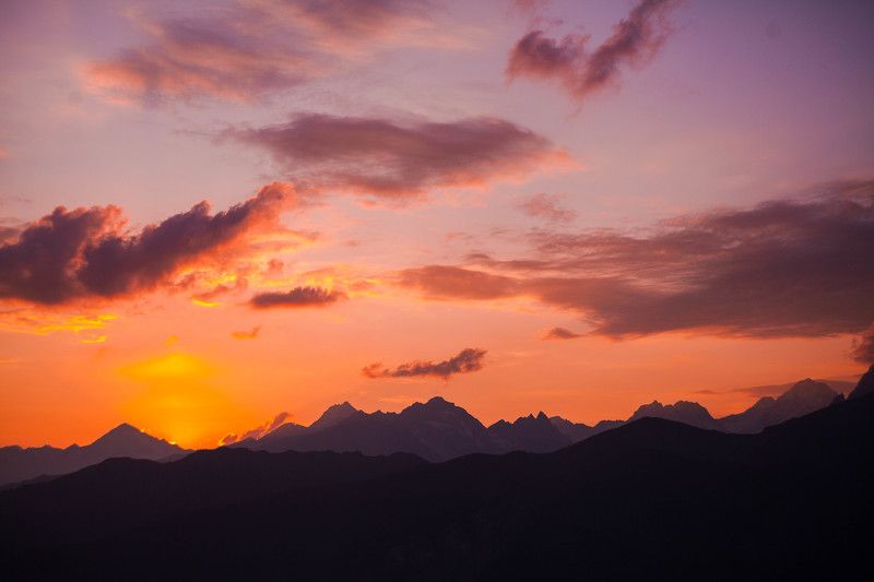 закат, грузия, небо, горы, облака, оранжевый Закат в Сванетииphoto preview