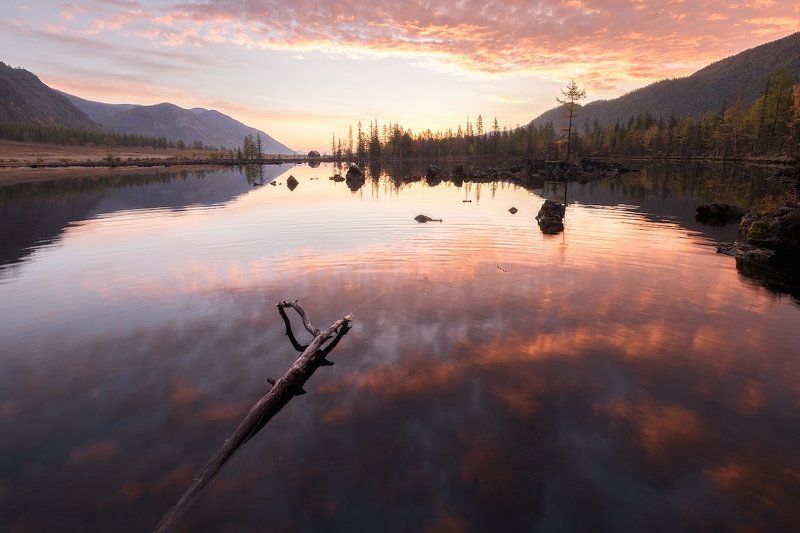 рассвет,озеро,лава,осень, отражение Лавовый рассветphoto preview