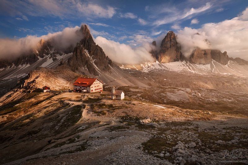 Alpen, Alps, Dolomiten, Dolomites, Dolomiti, Italia, Italien, Italy, South Tyrol, Tyrol, sexten, sesto, Drei zinnen, Tre cime, Lavaredo, Tre Cime di Lavaredo,  Trentino, europe, travel, summer,  summer landscape, daniel rericha, evening colors, evening, e Evening by the Tre Cimephoto preview