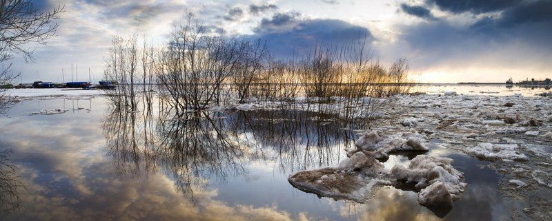 архангельск, ледоход, северная двина, яхт-клуб, половодье, панорама, весна Веснаphoto preview