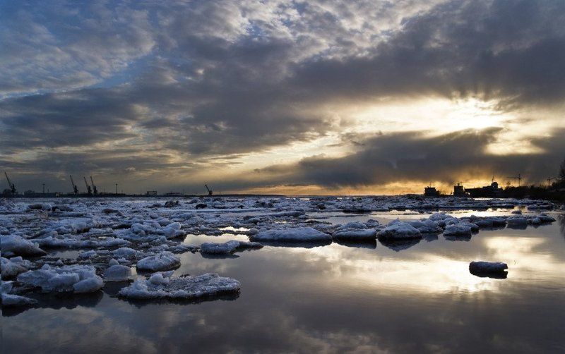 архангельск, ледоход, северная двина, половодье, весна, вечер, закат Ледоходphoto preview