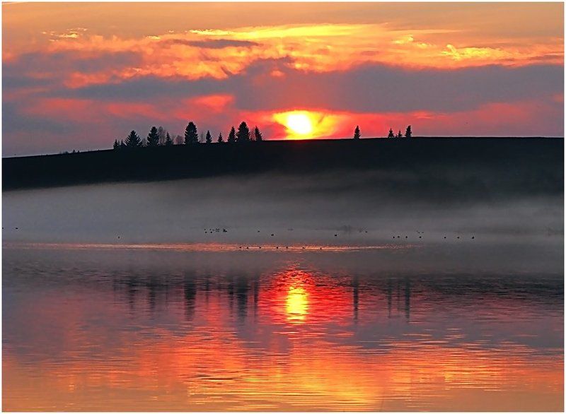 пейзаж,закат,небо,пруд,удмуртия,солнце Про майский закат и туманphoto preview