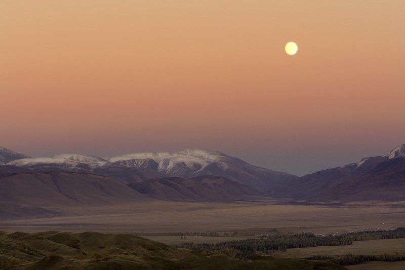 горный, алтай, вечер, горы Полнолуние над Курайской Долиной...photo preview