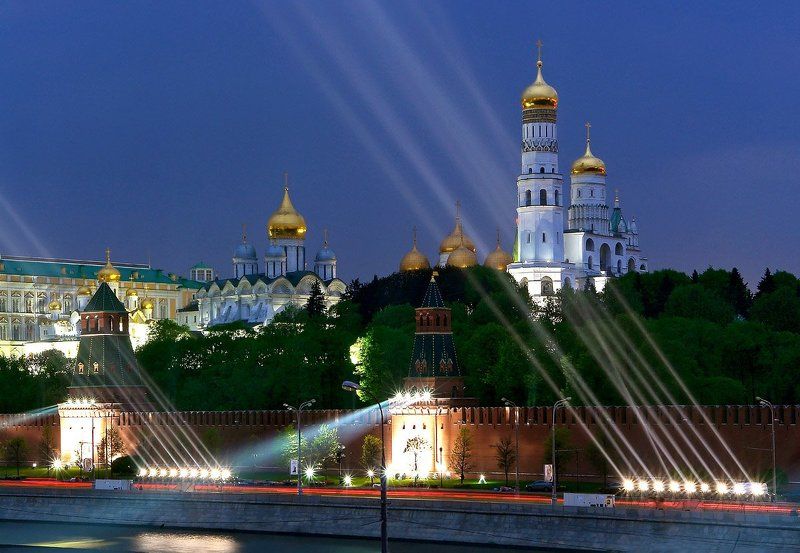 вечер, город, москва \