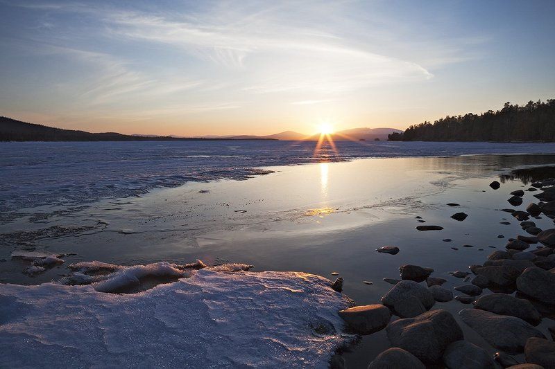 природа,пейзаж,весна,север,озеро Майский вечер..о.Колвица фото превью
