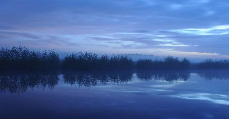 туман, закат, река, облака На закатеphoto preview