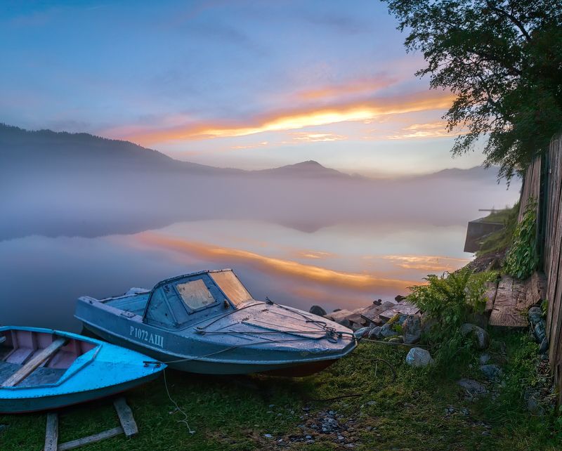 утро, туман, рассвет, озеро, алтай, телецкое Утро на Телецком озереphoto preview