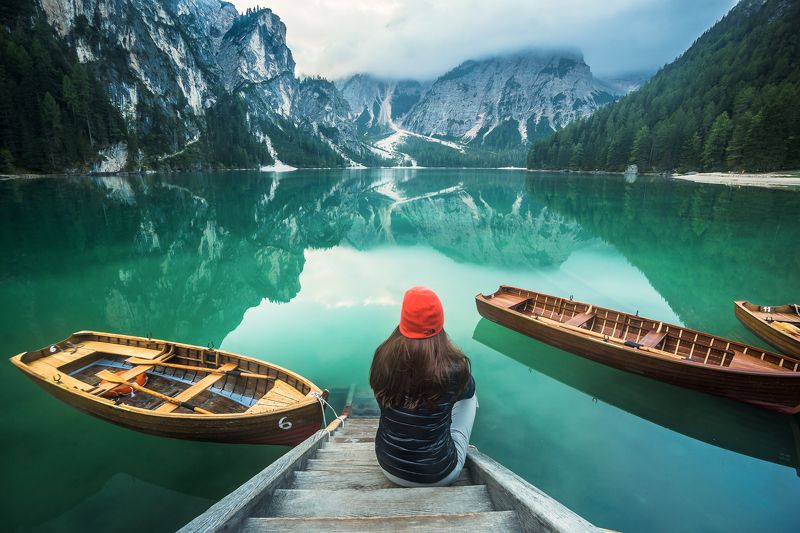 Dolomites Italy Lake lago di Braiesphoto preview