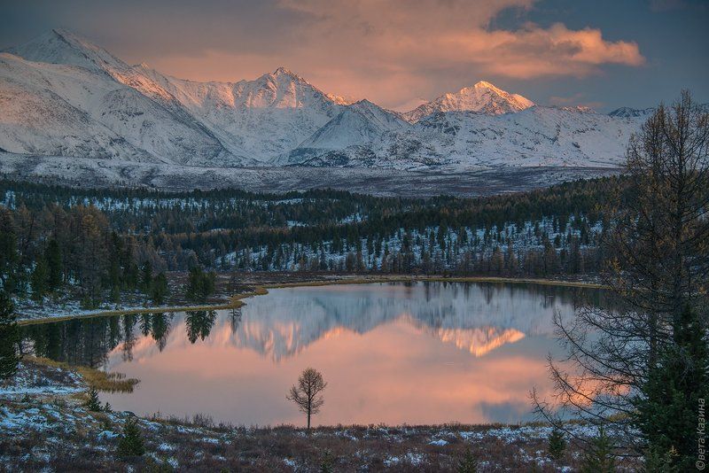 altai, altai mountain, lake, nature, sunset, алтай, горный алтай, горный пейзаж, закат, киделю, озеро, октябрь, осень, пейзаж, природа, снег Киделю на закате после первого снега...photo preview