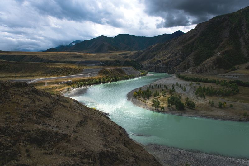катунь, горный алтай, река, сибирь, природа россии, карамышев роман, чуя, слияние Катунь, Горный Алтай.photo preview