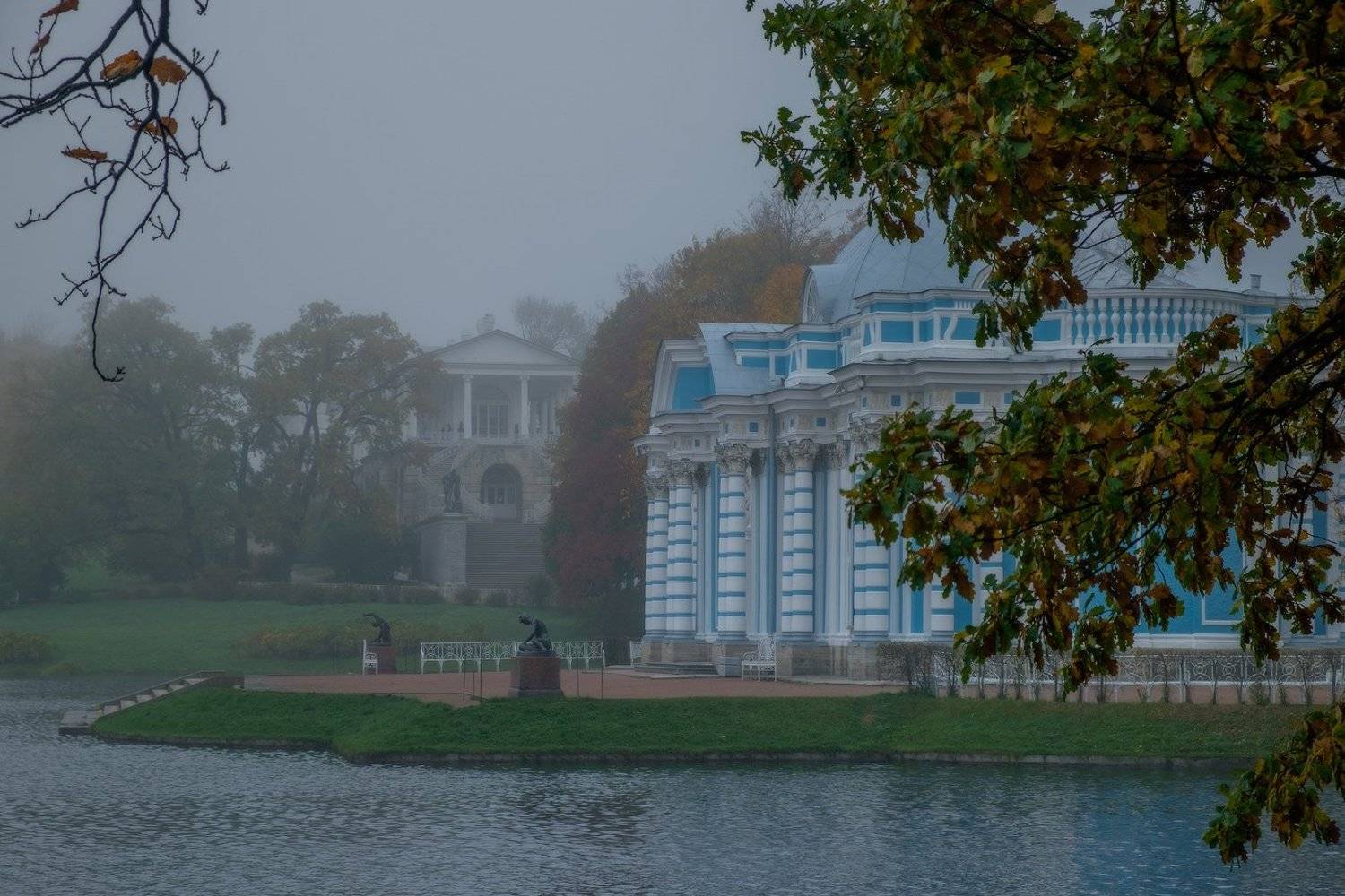Екатерининский, Осень, Парк, Пушкин, Село, Туман, Царское, Царское село, Илья Штром