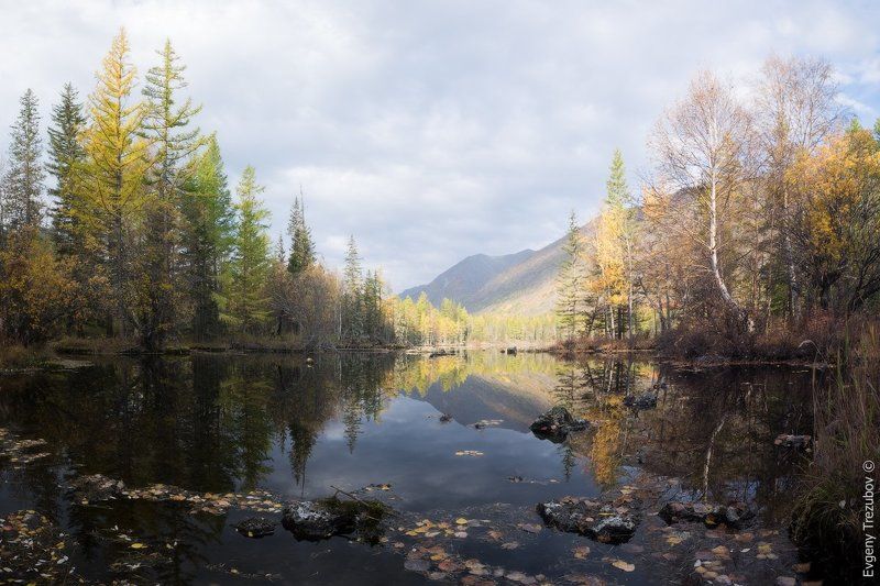 осень, озеро, лес, деревья, облака, облачность, бурятия Осеннее настроениеphoto preview