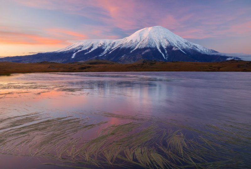 Вулкан, Камчатка, Отражение, Пейзаж, Рассвет, Россия, Толбачик Толбачик на рассветеphoto preview