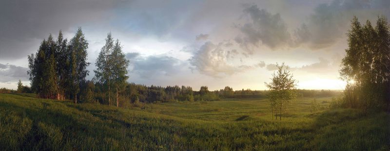 закат, лес , поле , тучи  Русский пейзаж )photo preview