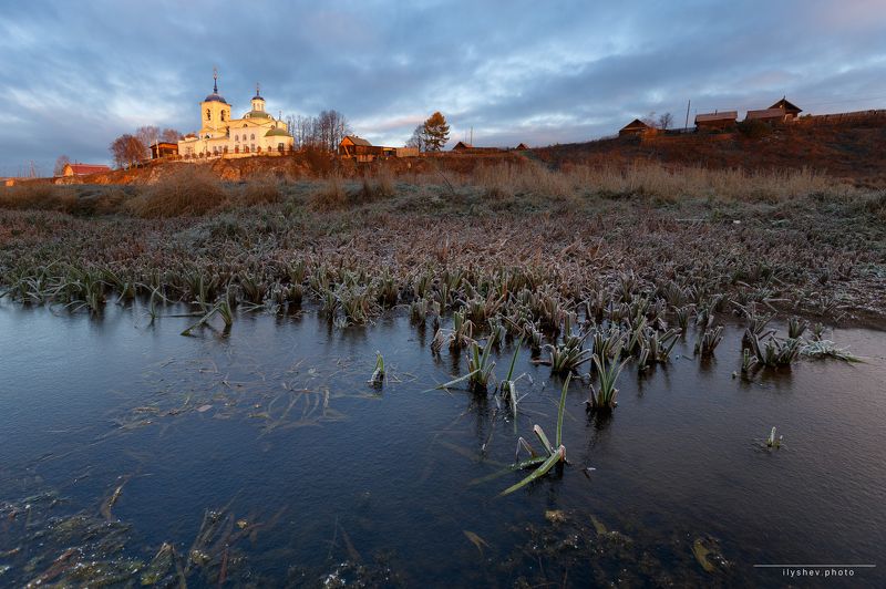 рассвет, урал, первый лед, пейзаж, природа, церковь, россия первый ледphoto preview