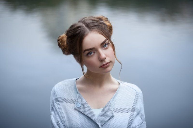 portrait, canon, girl, blue, fineart, mood, eyes, femme, daylight, russian, inspiration, waterside, helios40 Аннаphoto preview
