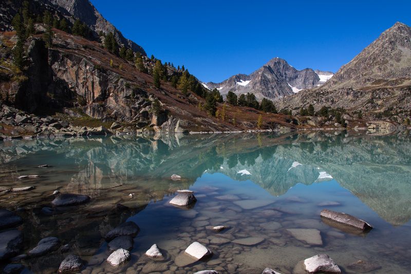 2016, Алтай, Дарашколь, Озеро, Осень, Отражение, Сентябрь Зркала озера Дарашкольphoto preview