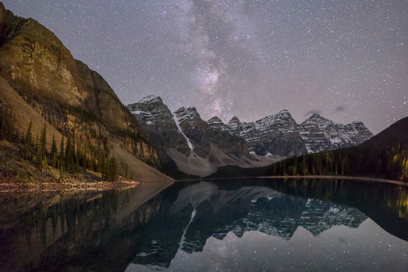 Canada, Alberta, banff, Louise, lake, milky way, night Ночные отраженияphoto preview