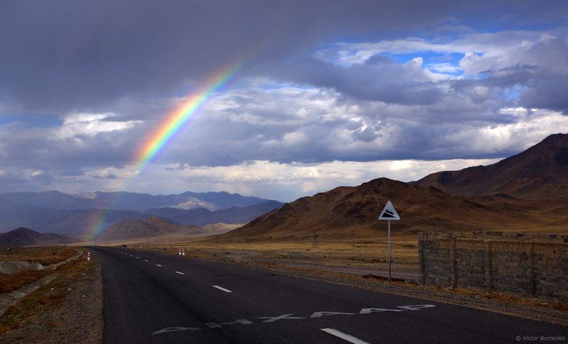 монголия, радуга, дорога Дорога к радугеphoto preview