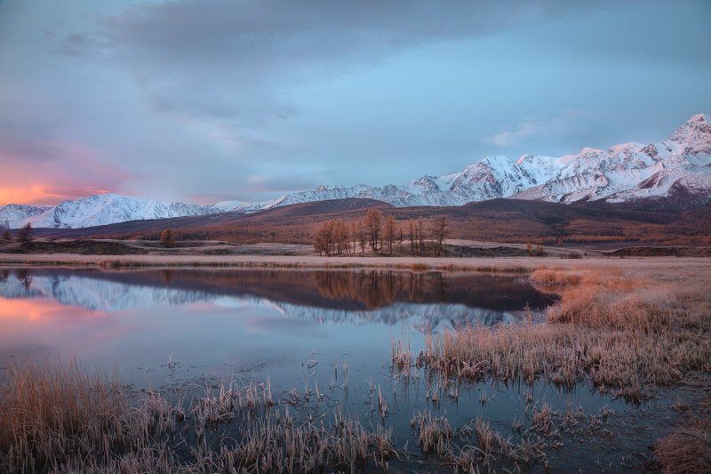 Россия, Алтый, Джангысколь, осень, рассвет, природа, горы, озеро, утро Джангыскольphoto preview