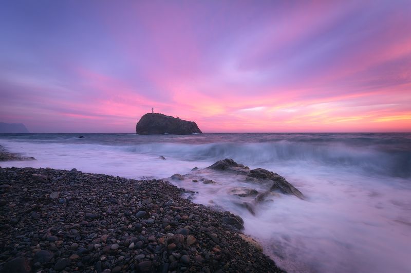 крым, фиолент, черное море, закат, скала св. георгия, пейзаж, пейзажная съемка, путешествия, мыс фиолент, nikon d7100, nikon, national geografic, landscape, black sea Закат у скалы Святого Георгияphoto preview