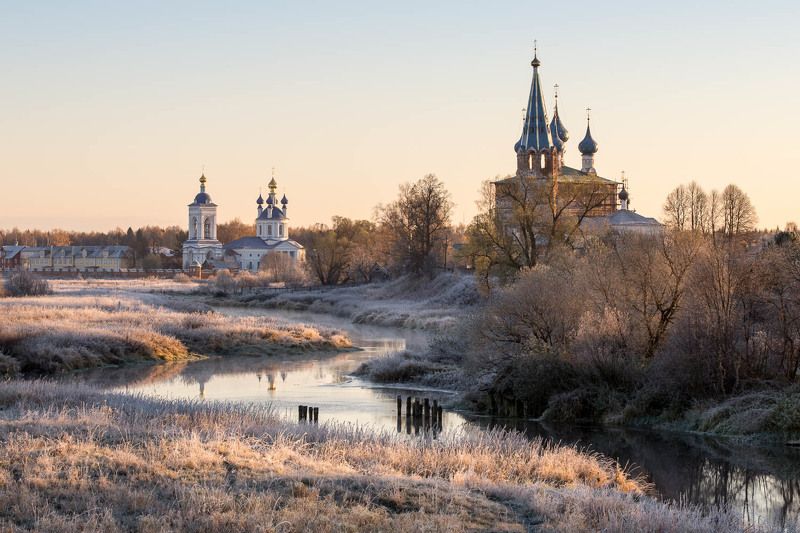 дунилово, теза, утро, рассвет, октябрь, иней, заморозки Первые заморозкиphoto preview