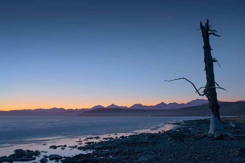 монголия, хубсугул, озеро, закат, горы Монгольский минимализм фото превью