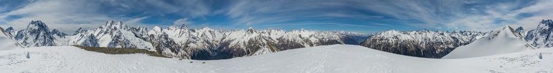 природа, пейзаж, панорама, горы, домбай, кавказ, снег, вершины, весна, Домбай 360photo preview
