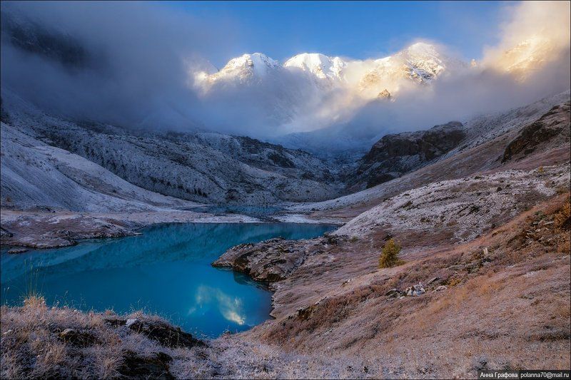 алтай, горы, горный алтай, северо-чуйский хребет, каракабакские озера, аня графова Утренняя синьphoto preview