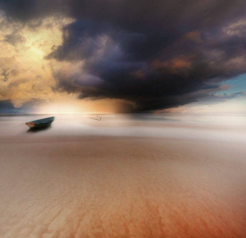 Lithuania, boat, sea, Baltic sea, water, clouds, storm, sun *photo preview