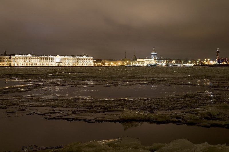 лёд, ночь, нева, огни Тот берегphoto preview