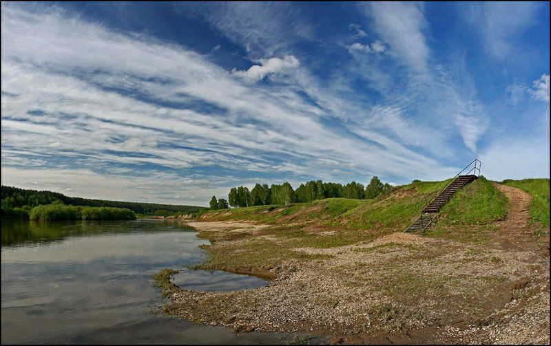 иня, река, берег, лестница, нсо, аня графова Пейзаж с лесенкойphoto preview