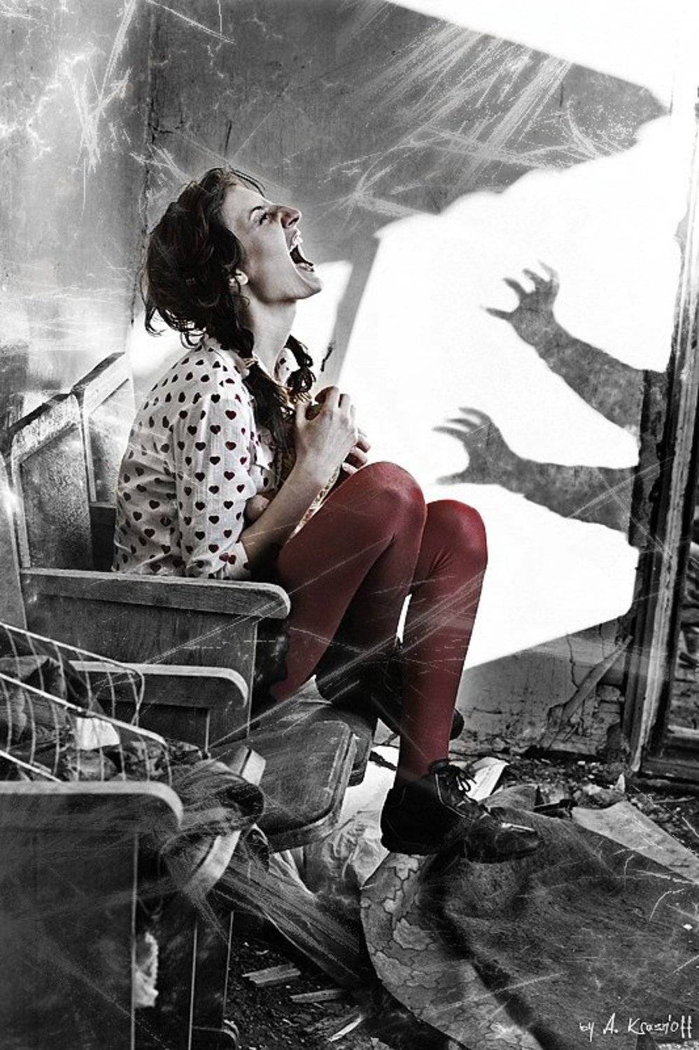 SCREAM...... Автор: A.Krasnoff девушка, крик, жертва, тень, руки, scream, A.Krasnoff