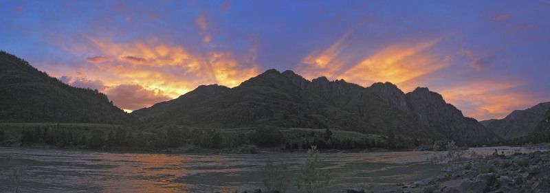 алтай, катунь, закат Лучи закатаphoto preview