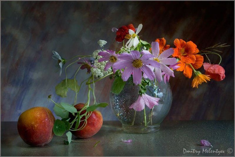 букет цветы персики натюрморт still - life flowers лето summer Цветочно-персиковыйphoto preview