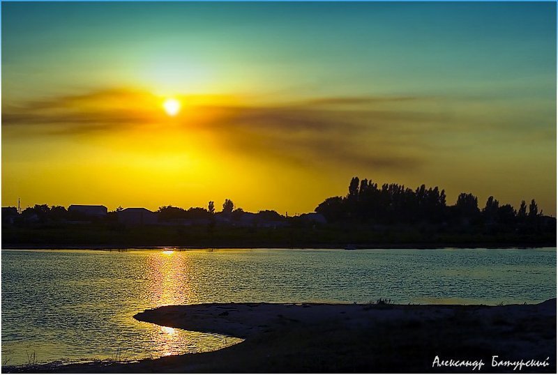 Акварель заката фото превью