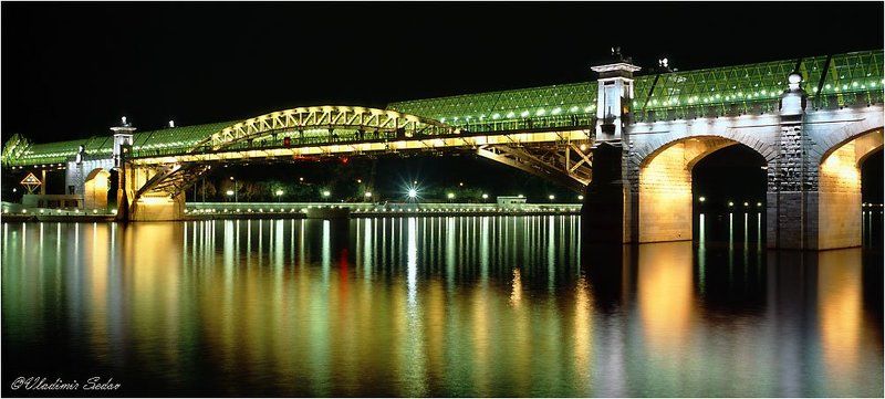 москва, город, ночь, река, мост, свет Андреевский мостphoto preview