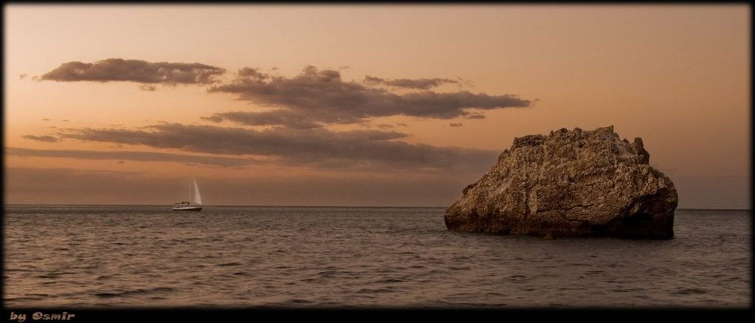 украина, крым, скала, яхта, рассвет, море, облака, Алексей Миронченко