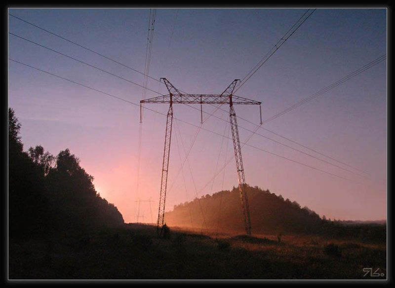 рассвет, лэп, просека, лес, лесок - Да будет свеТ? - Да будеТ!photo preview