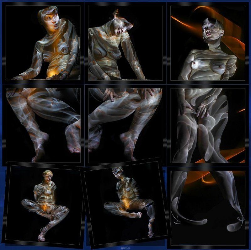 светографика, портрет, свет,  обнаженная_натура, роспись_по_телу, жанр, сюжет, ню, akt Akt... От дырочки к линии 2...  (Светографика 2009) фото превью