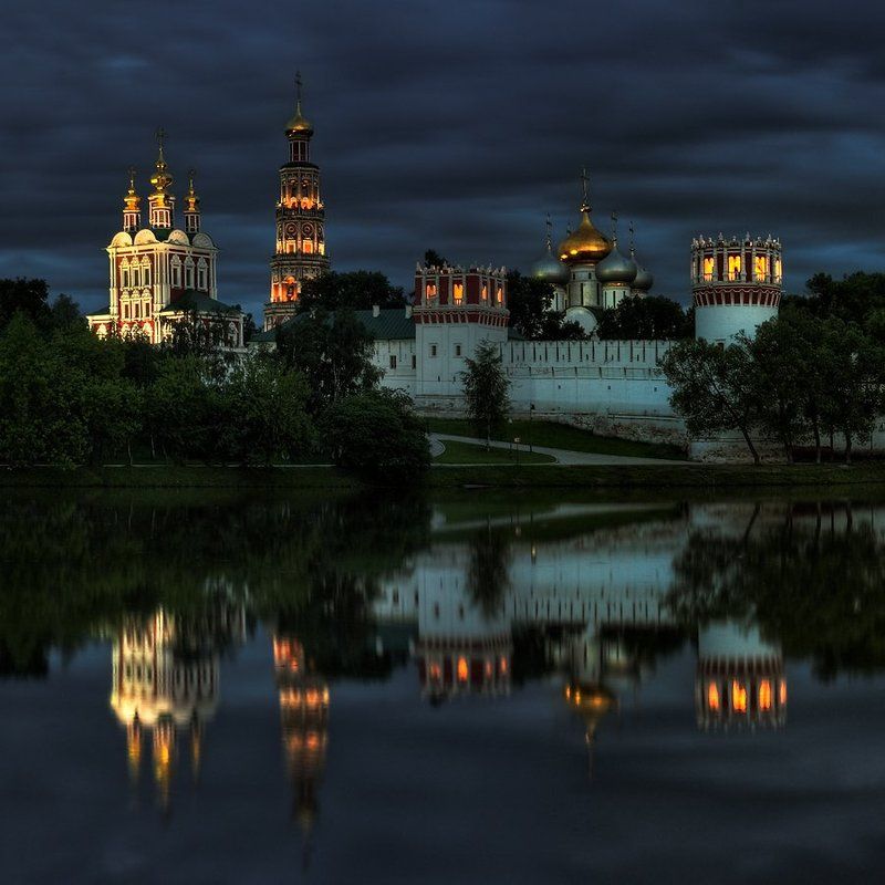 город, монастырь, пруд, вечер, пейзаж, отражения, небо Отражения 4photo preview