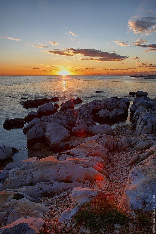 Берег, Европа, Закат, Море, Облака, Солнце, Хорватия Адриатикаphoto preview