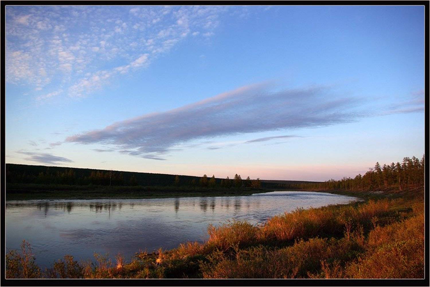 река, тайга, ночь, Солодухин Виктор