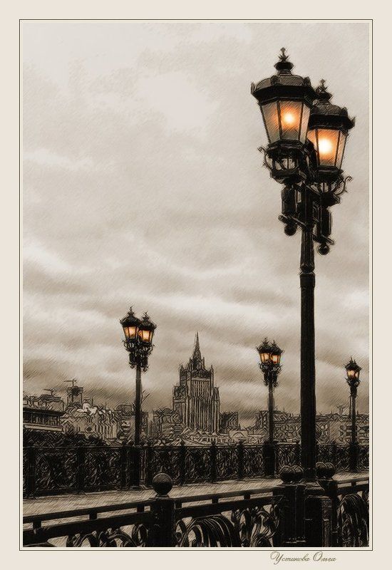 А мост искрил сквозь сетчатость перил  Пунктирами искусственных светил.photo preview