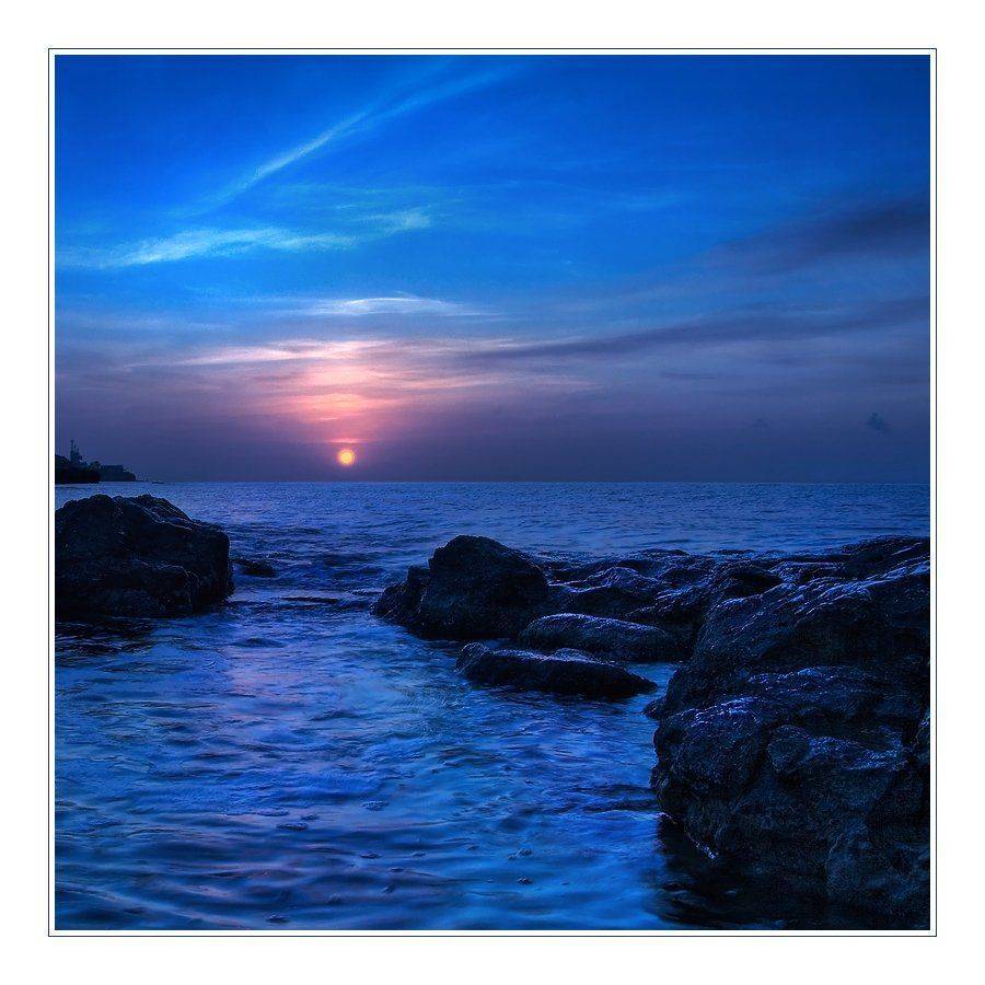 закат, вечер, море, камни, пейзаж, крым, Oleg Dmitriev